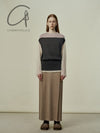 SWAYING 25 Early Spring Hanging Sleeve Colorblock Pullover SW-SW25PS1T03-HEIHUI Black and Gray SW25PS1T03